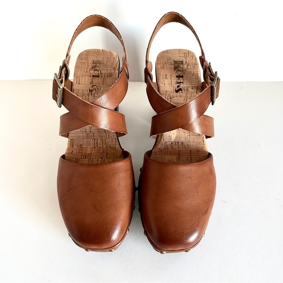 KORKS WENDY STRAPPY STUDDED CHUNKY HEEL CLOGS IN COGNAC BROWN TAN NEW. Sz10 - Picture 6 of 11